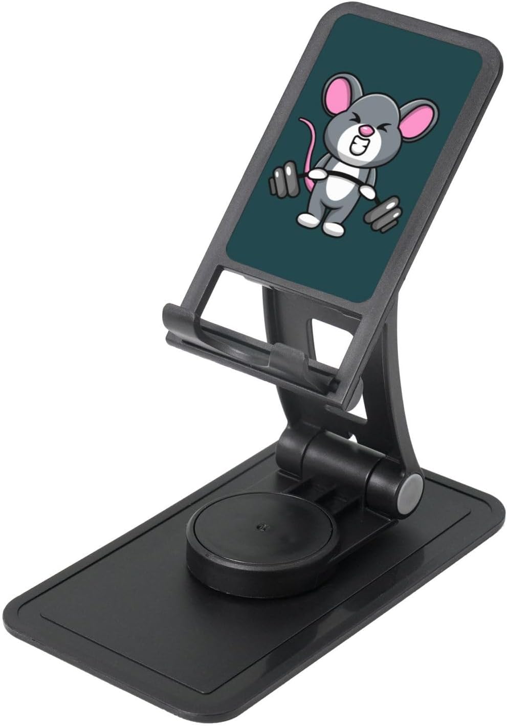 Cute Mouse Holding a Barbell Phone Stand for Desk Adjustable Phone Holer Office Travel Accessories for Mobile Phone/Ipad/Tablet Cell Phone Stand