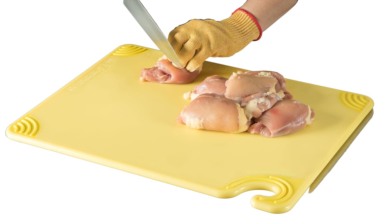 San Jamar Saf-T-Grip Cutting Board with Molded-in Ruler, Plastic Chopping Board for Kitchen, 15" x 20" x 0.5", 6 Count, Yellow