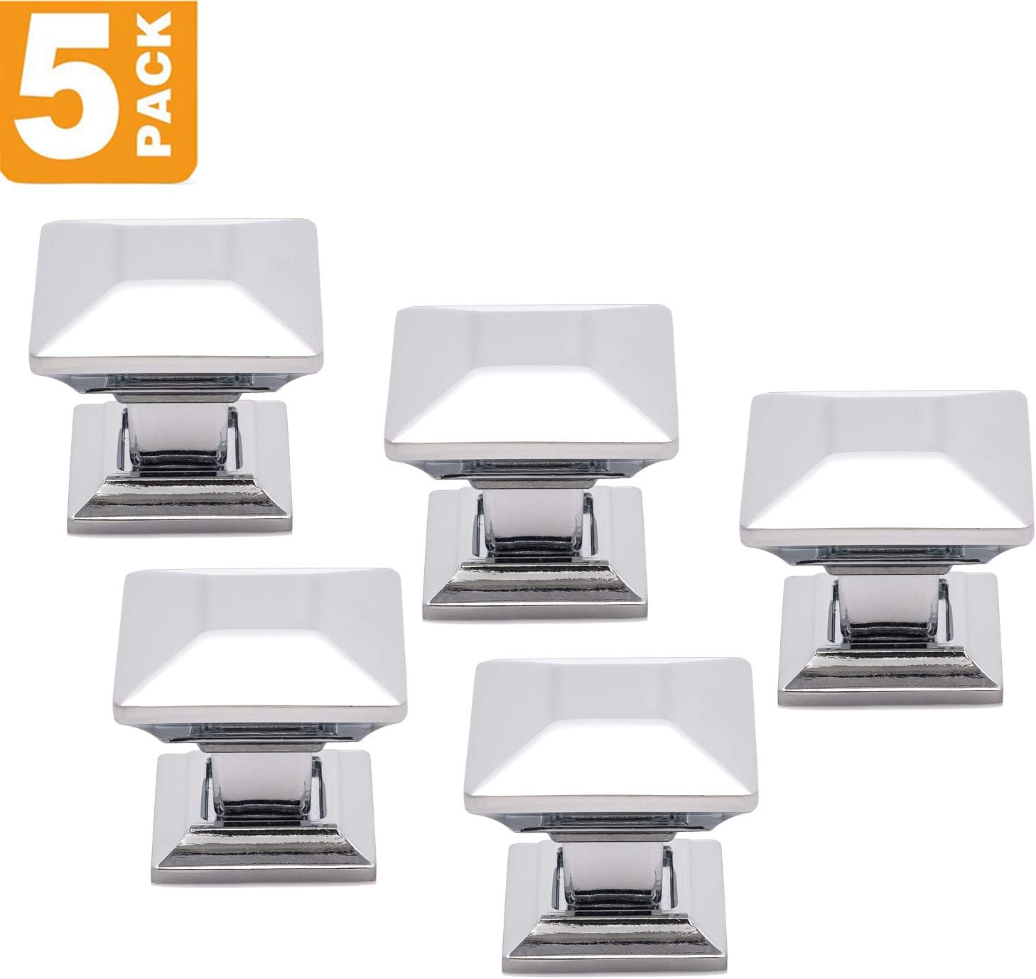 Southern Hills Polished Chrome Cabinet Knobs, Chrome Dresser Knobs, Pack of 5, Kitchen Cabinet Door Knob, Chrome Drawer Pulls, Vanity Knobs, SHKM006-CHR-5