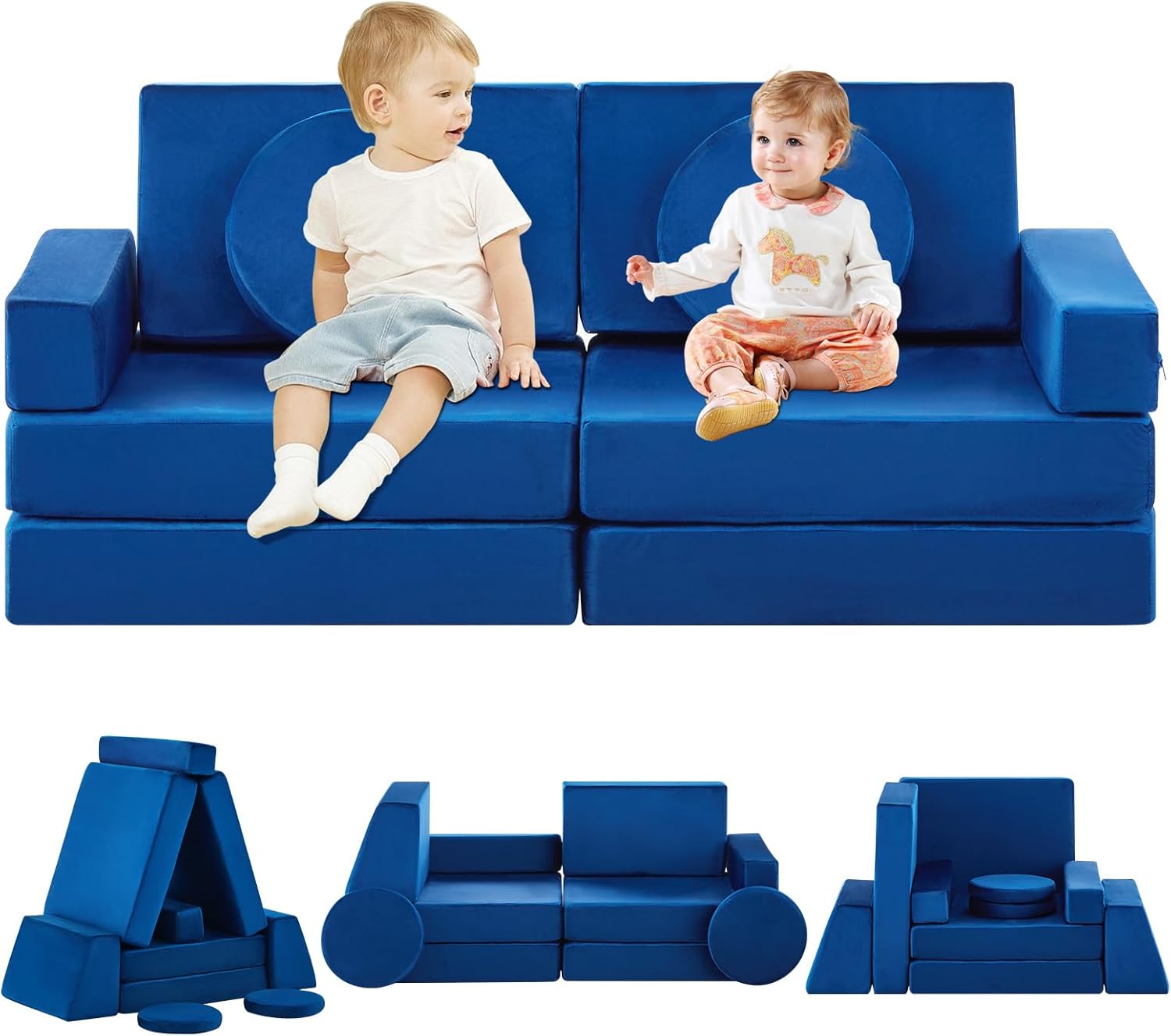 Amazon.com: TUKAILAi 10PCS Modular Kids Play Couch, Convertible Child Sectional Sofa ...