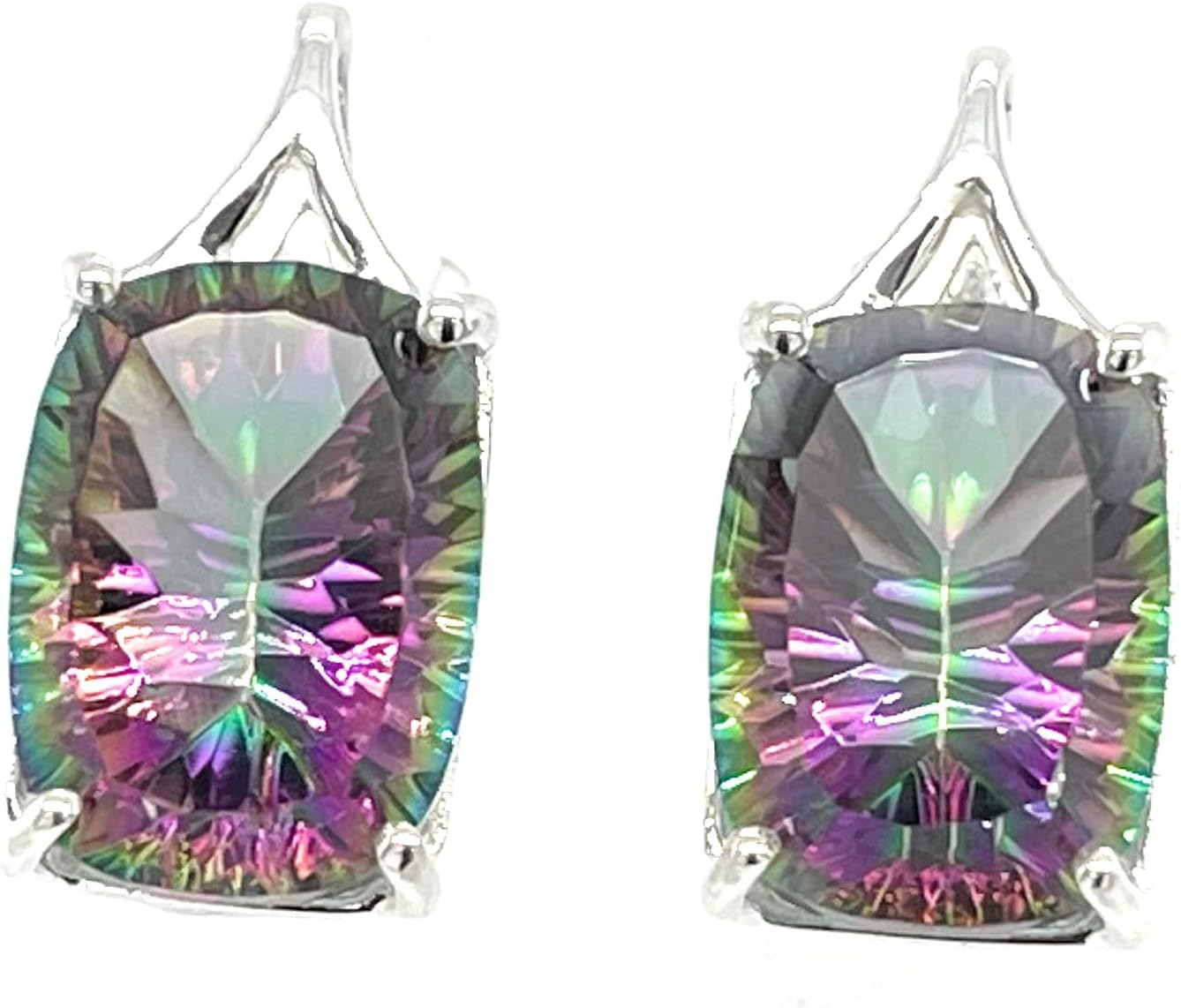 Gorgeous 10ct Mystic Topaz 925 Solid Sterling Silver Earrings 20mm