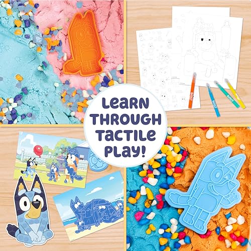 Image of Bluey Stackable Sensory Case, Reusable Sensory Bin with Stickers, Sensory Play Sand Bags, Coloring Activities, Toddler Activities, Sensory Toys, Sensory Toys for Toddlers 1-3