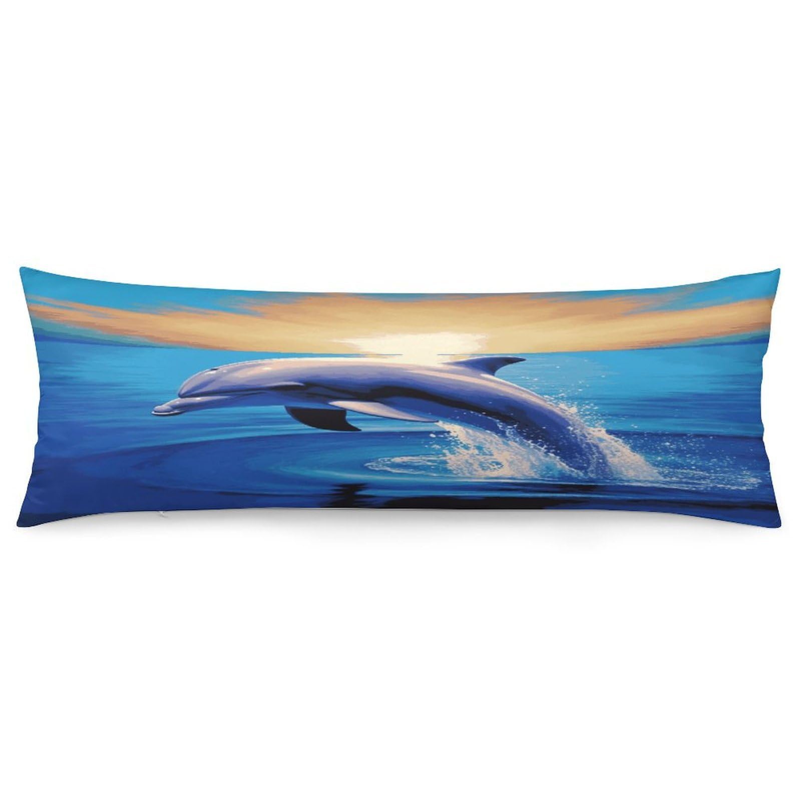 Elegant Dolphin Body Pillow Cover Luxury Long Body Pillow Pillowcase with Hidden Zipper Breathable Soft Cozy Pillow Case Wrinkle Fade Resistant Pillowcase 20''×54''