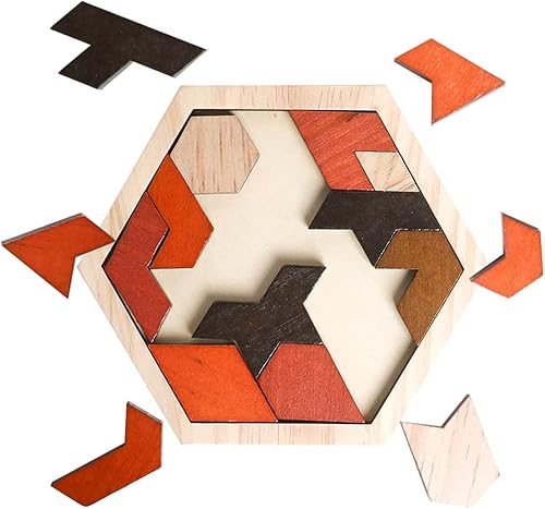 Miniatura 9 de Rompecabezas hexagonal de madera para niños y adultos bloques de patrón rompecabezas de tangram rompecabezas de geometría lógica coeficiente