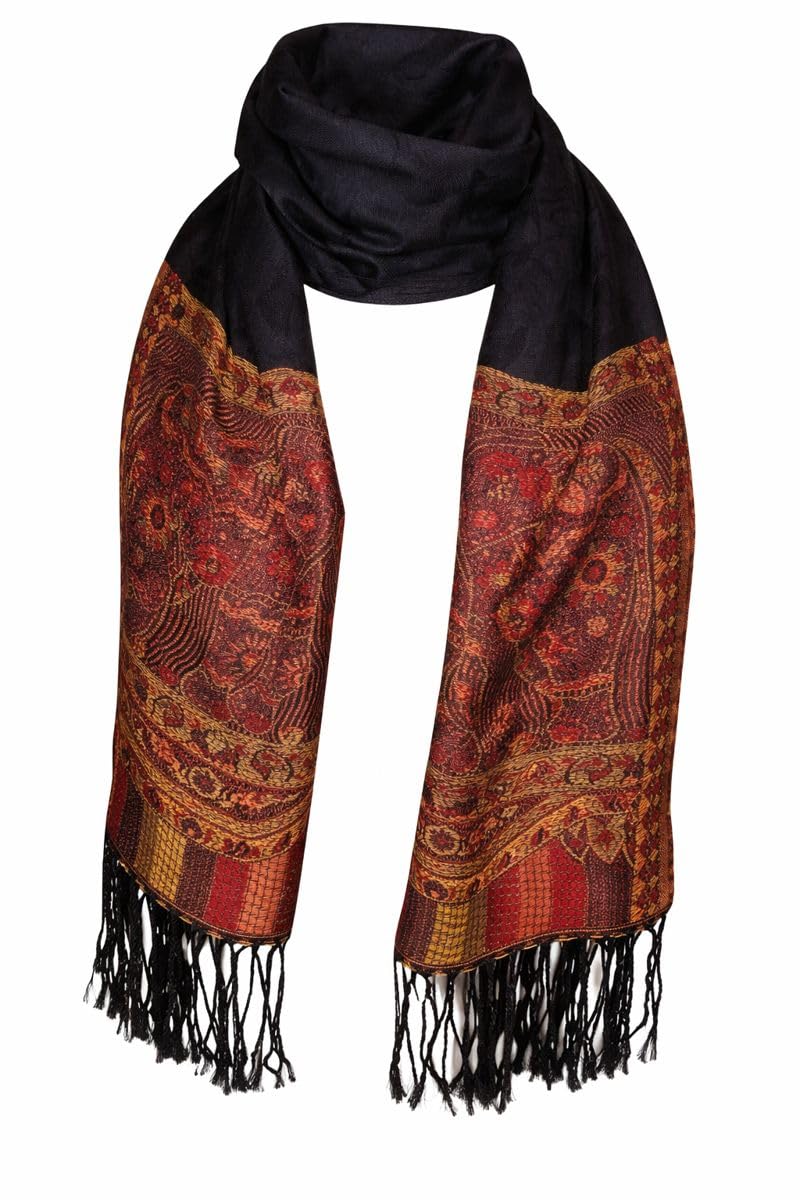 Orientaè 100% Kaschmir Schal Damen – 70x170 cm – Leicht, Extra Weich & Hautfreundlich – Elegante Stola für Herbst, Winter & Frühling – Eingewebtes Ornament