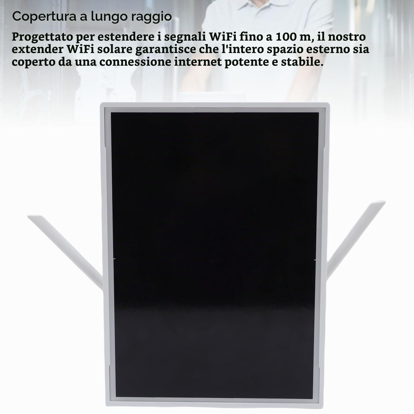 Batteria Solare SEGNALE SEGNALE ESTENTALE WIFI 15W, Esterno a Lungo Raggio Fino a 328 Piedi, Amplificatore Router Internet 5G, Ripetitore Wireless da 300 Mbps, IP66 RAUP Proof