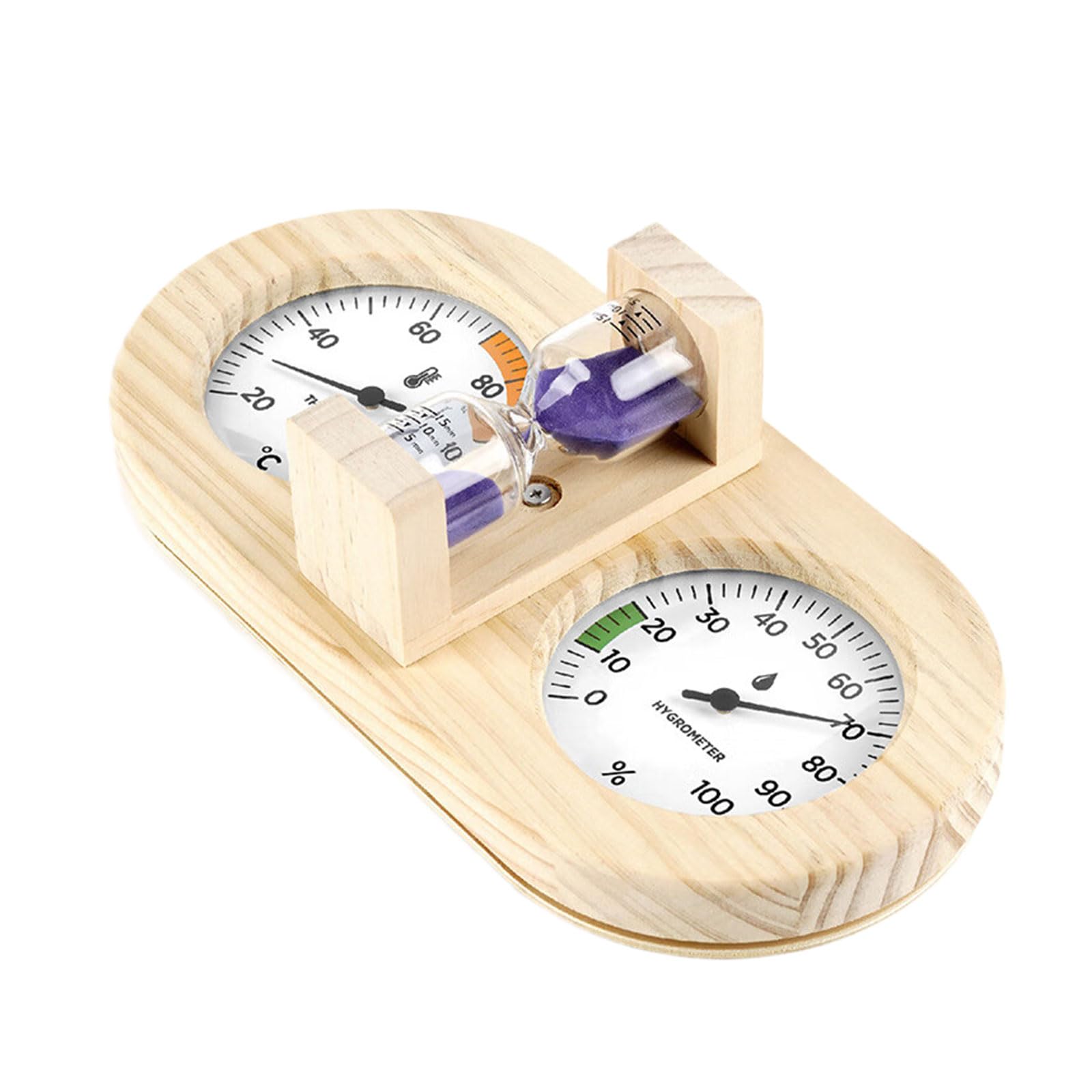 Temperature Humidity Measurement Meter with Sand Timer Wall Mounted Thermometers Hygrometer for Bathroom Sauna Room Sauna Thermometers with Sand Timer