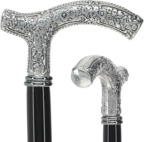 Miniatura 12 de Colección de bastones y bastones italianos de lujo de plata 925R: diseños elegantes con asas Fritz, motivos de animales, cristales de Swarovski