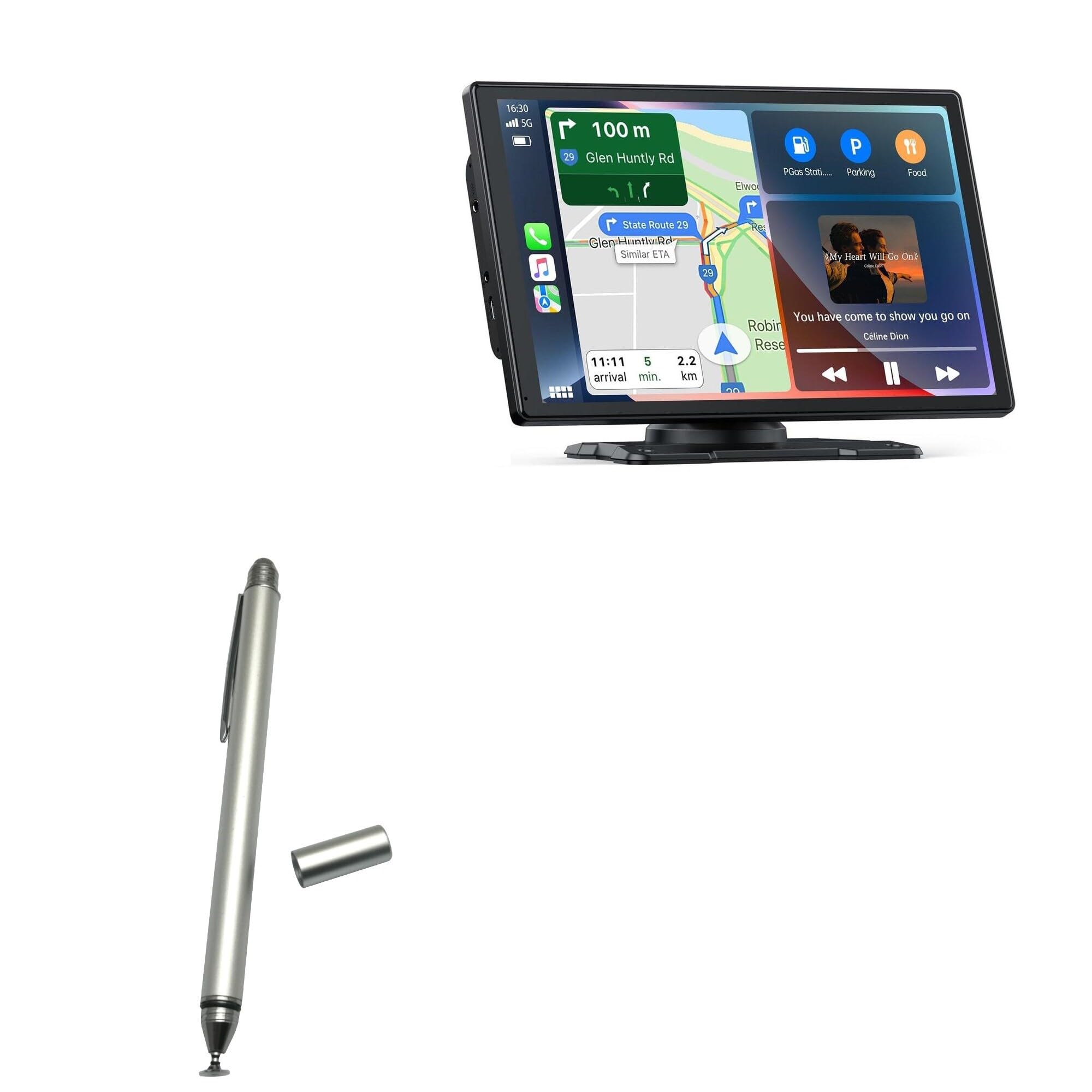 BoxWave Stylus Pen Compatible with Lamtto RC07 9 Inch - DualTip Capacitive Stylus, Fiber Tip Disc Tip Capacitive Stylus Pen - Metallic Silver