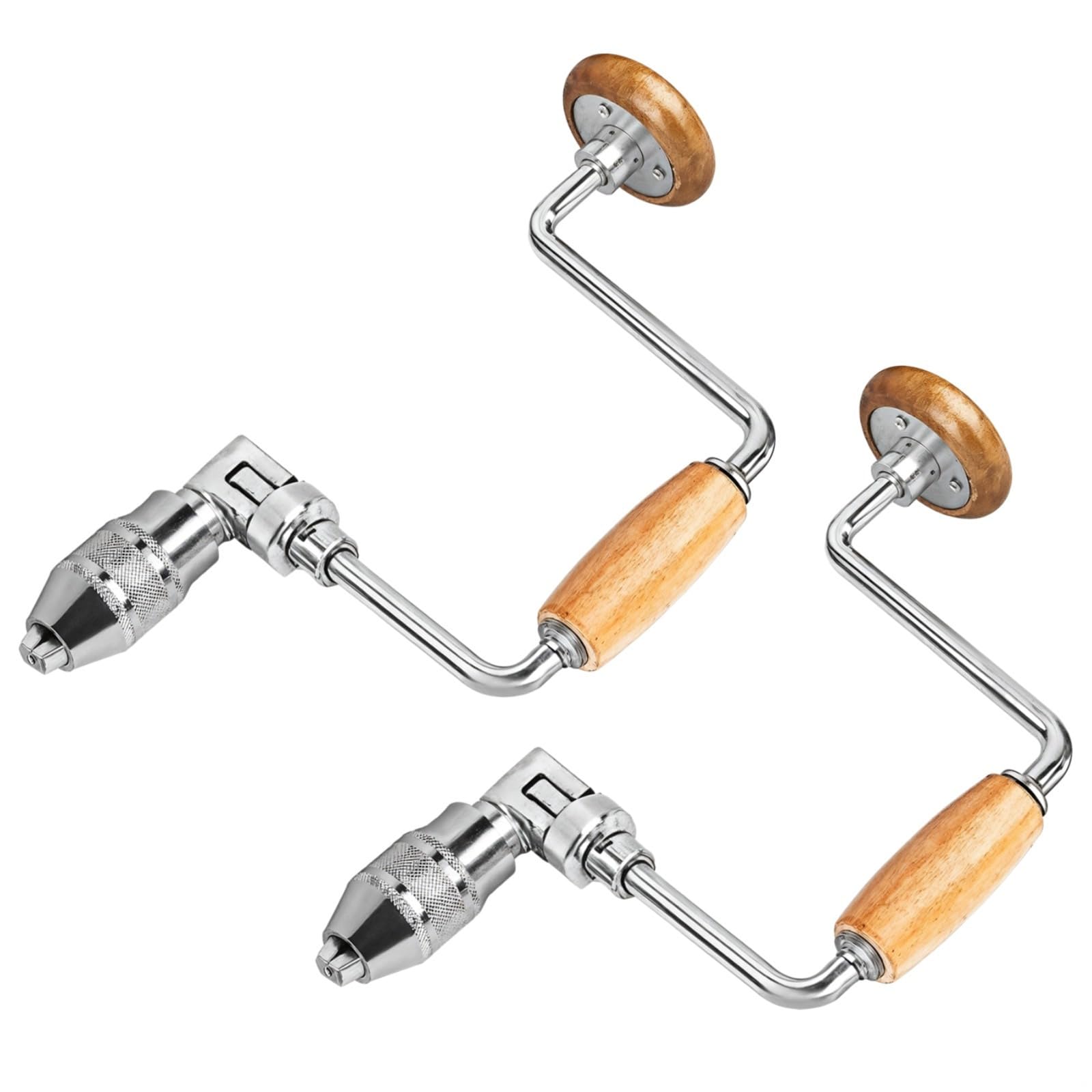 Paquete de 2 soportes para brocas de carpintero con 4 mandíbulas y asas antideslizantes, taladros manuales para madera, metal y plástico