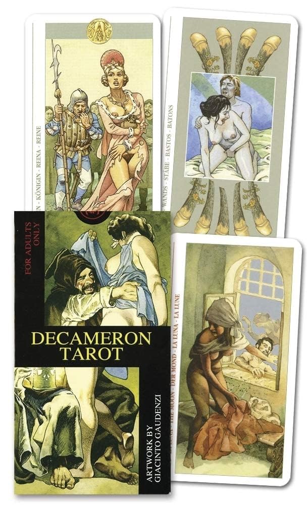 AYME Tarot Cards With Guide Book 78 Pieces Decameron Tarot Cards Decks For Beginners, Classic Traditional Standard Tarot Deck Fortune Telling Card GameDivination Tools (Style 9)