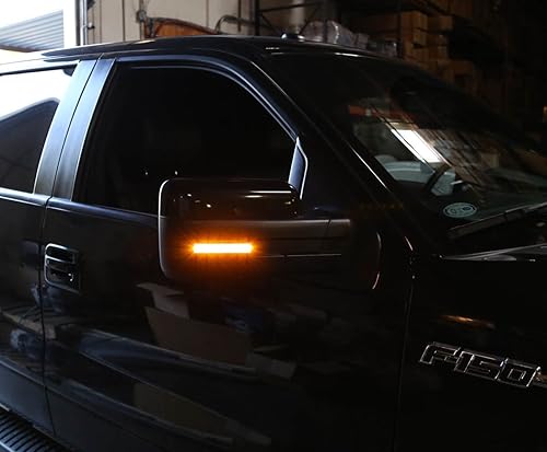 Miniatura 5 de iJDMTOY Luces de marcador de espejo lateral LED ámbar con lente ahumada, compatibles con Ford F150 2009-14 y SVT Raptor 2010-14, reemplaza