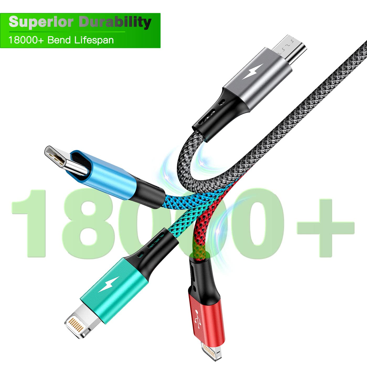 Amazon.co.jp: マルチ充電ケーブル 4.0A 4in1充電 マルチUSB 急速充電