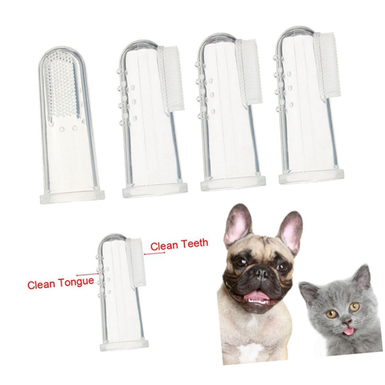 4pièces Brosse à Dents Pour Animaux Silicone Doigt Hygiène Dentaire Douce Massage Gencives Pour Petits à Grands Chiens Et Chats