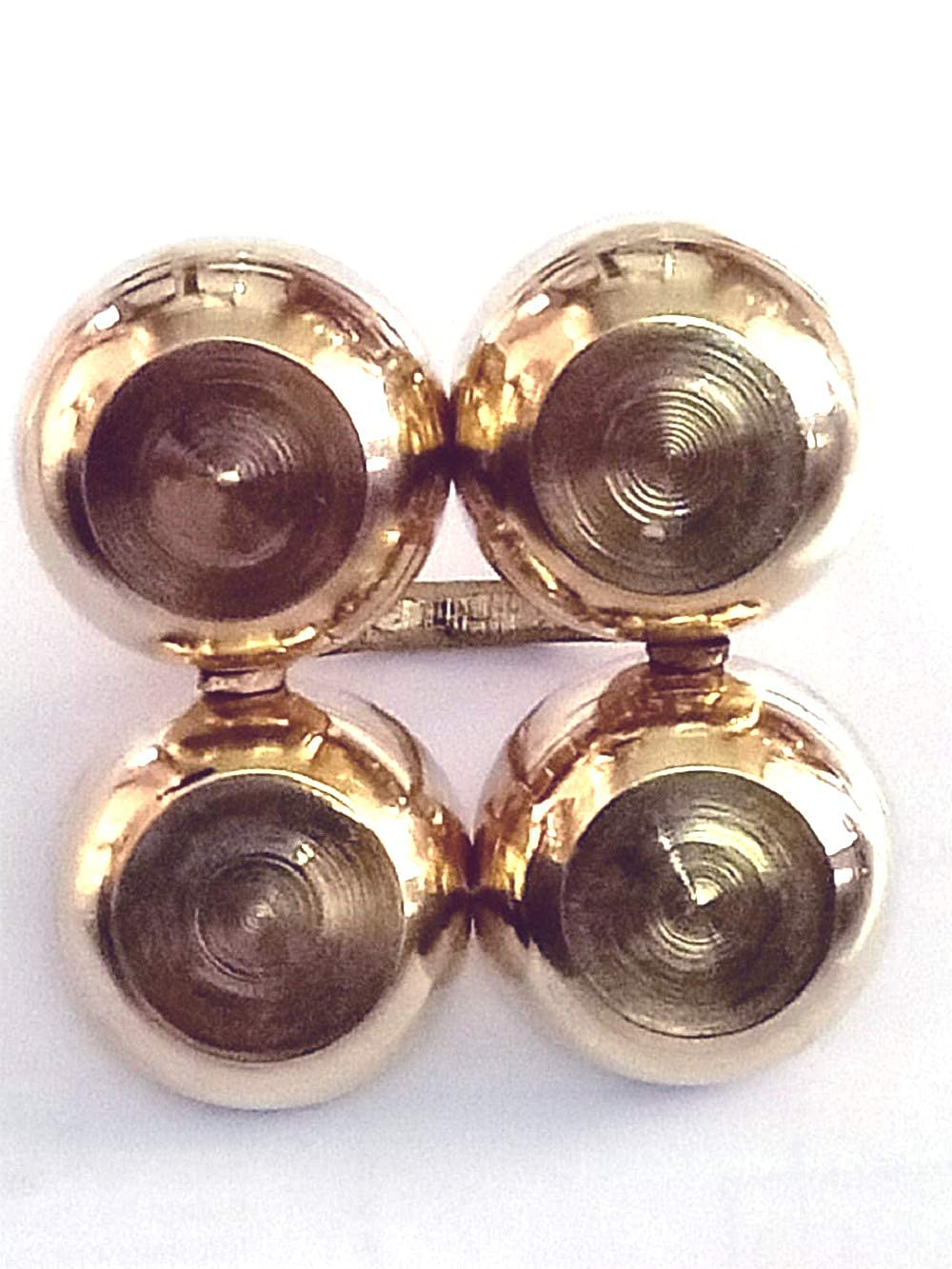 Denique Brass Puja Roli Chawal, Elaichi, Mishri 4 Bowl Stand/Brass Chowmukh Haldi Kumkum Holder Chowmukh 4 Bowl Holder Patra for Home Temple (Large) 4