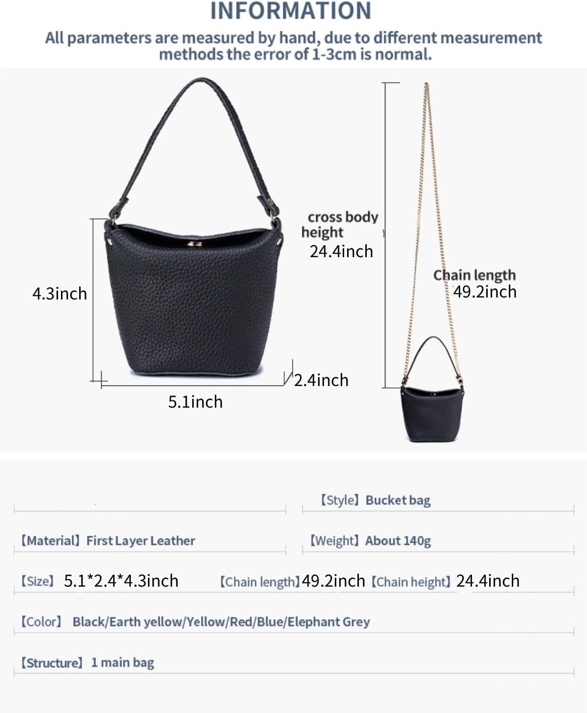 Magnetic Closure Mini Bucket Purse with Detachable Shoulder Strap-Compact Handheld&Crossbody - Image 3