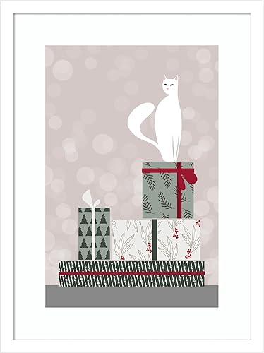 Miniatura 26 de Amanti Art Framed Wall Art Print 25x19 Retro cat and gifts by Rosana Laiz Blursbyai, Animals Wall Art, Modern Decor, Medium Poster Painting Artwork