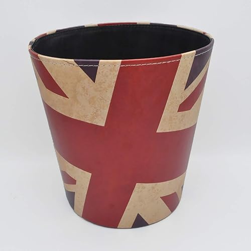 Miniatura 2 de Wastebasket - Cubo de basura de estilo británico Union Jack con diseño de mapa del mundo, de piel sintética, impermeable, decorativo, bote de basura