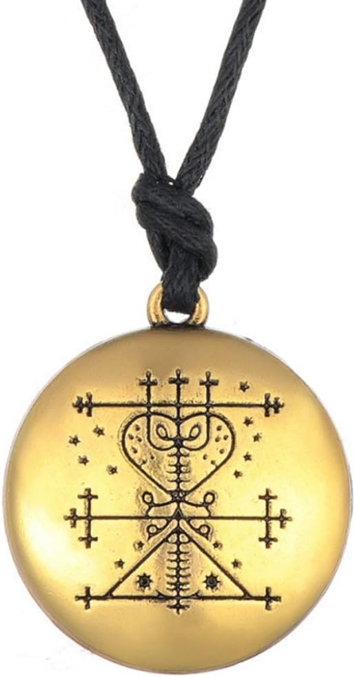 ibssha Money Talisman Wealth Amulet Jewelry Hand Stamped Necklace Gold Viking Jewelry