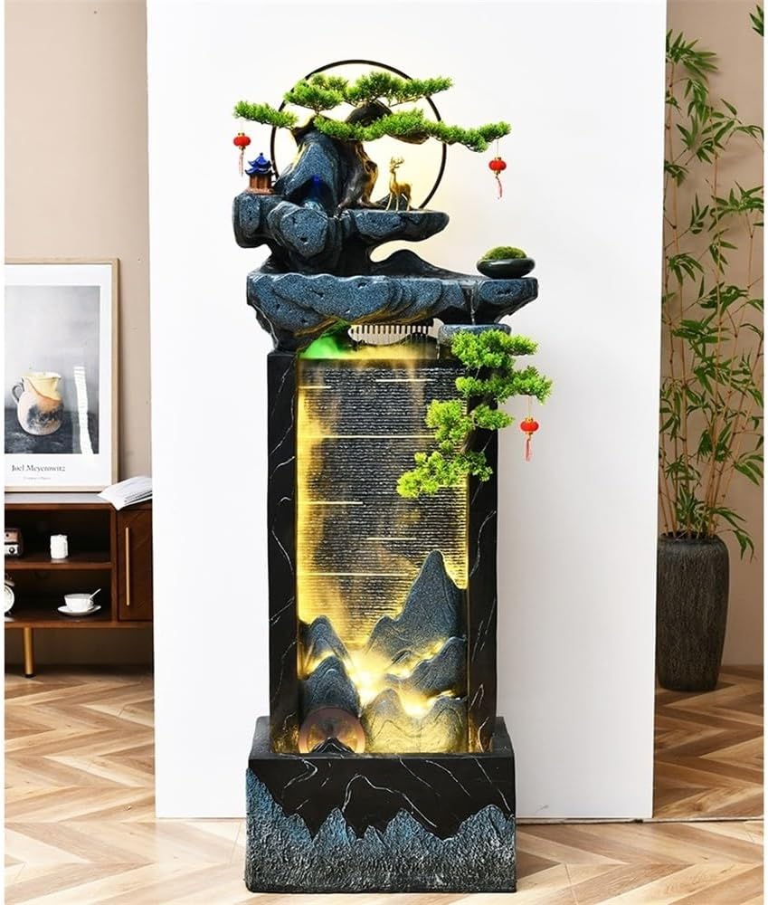 Standing Waterfall Circulating Water Features Floor-Standing Fountains Fortune-attracting Feng Shui Ornaments for Living Room Home Accessories Floor Fountain