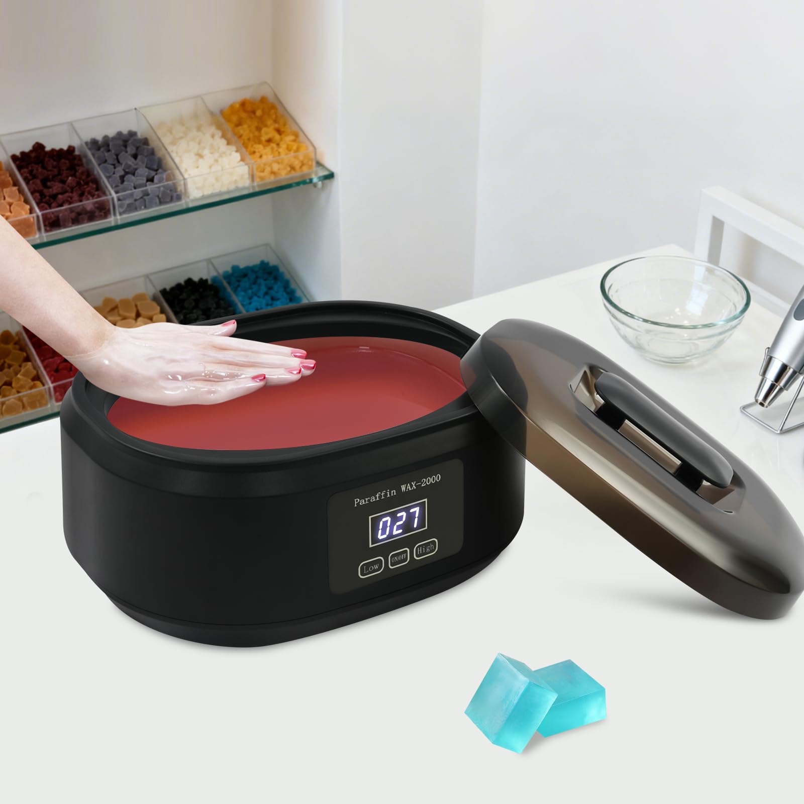 Baño de parafina para manos y pies, con pantalla táctil LED, capacidad de 3,4 l, calefacción rápida y protección contra sobrecalentamiento, para manos, cuidado de pies y fabricación de velas (negro)