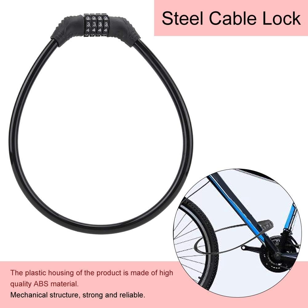 Combination Bike Lock, Steel Cable Lock with 4-Digit Combination Password for Bicycle, Motorcycles, Scooters, Outdoors Anti-Theft Security - Image 5