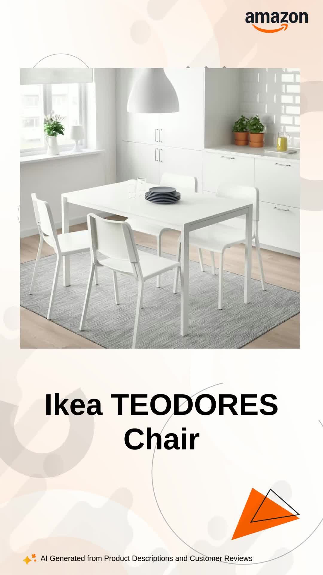 Ikea TEODORES Chair, Steel, Epoxy/Polyester Powder Coating (White