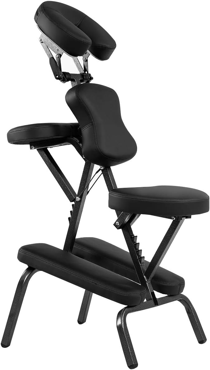 COSTWAY Folding Massage Chair, Portable Adjustable Therapy Chair Stool
