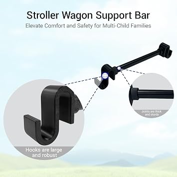 Stroller Wagon Support Bar for WONDERFOLD W4 Elite/Luxe 4 Seater - Black