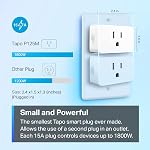 TP-Link Tapo Matter Supported Smart Plug Mini, 15A/1800W Max, 2.4G Wi-Fi Only, White, Tapo P125M(3-Pack)