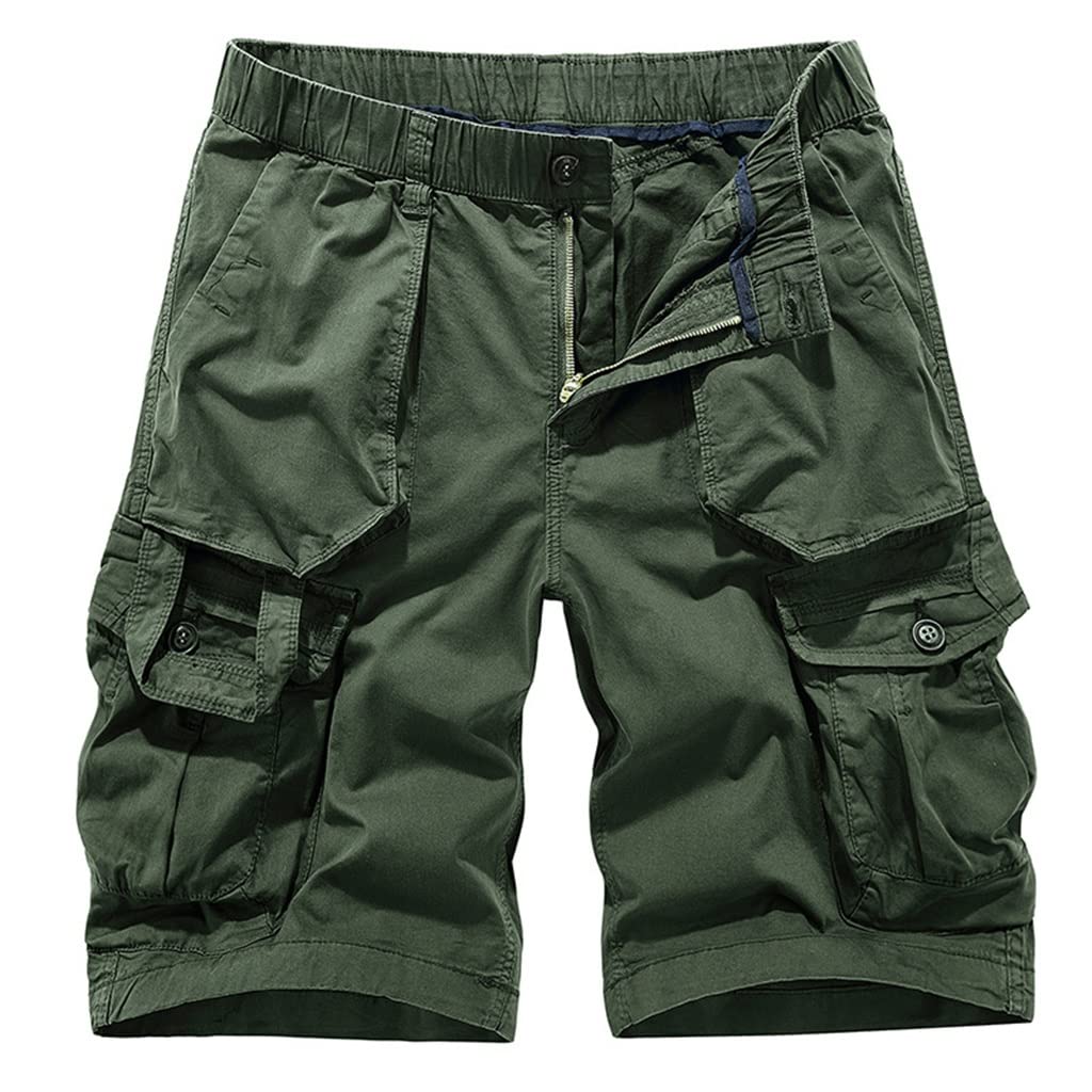 Cargo Shorts for Men Multi Pocket Pants Fashion Loose Versatile Zipper Casual Sports Outdoor Green