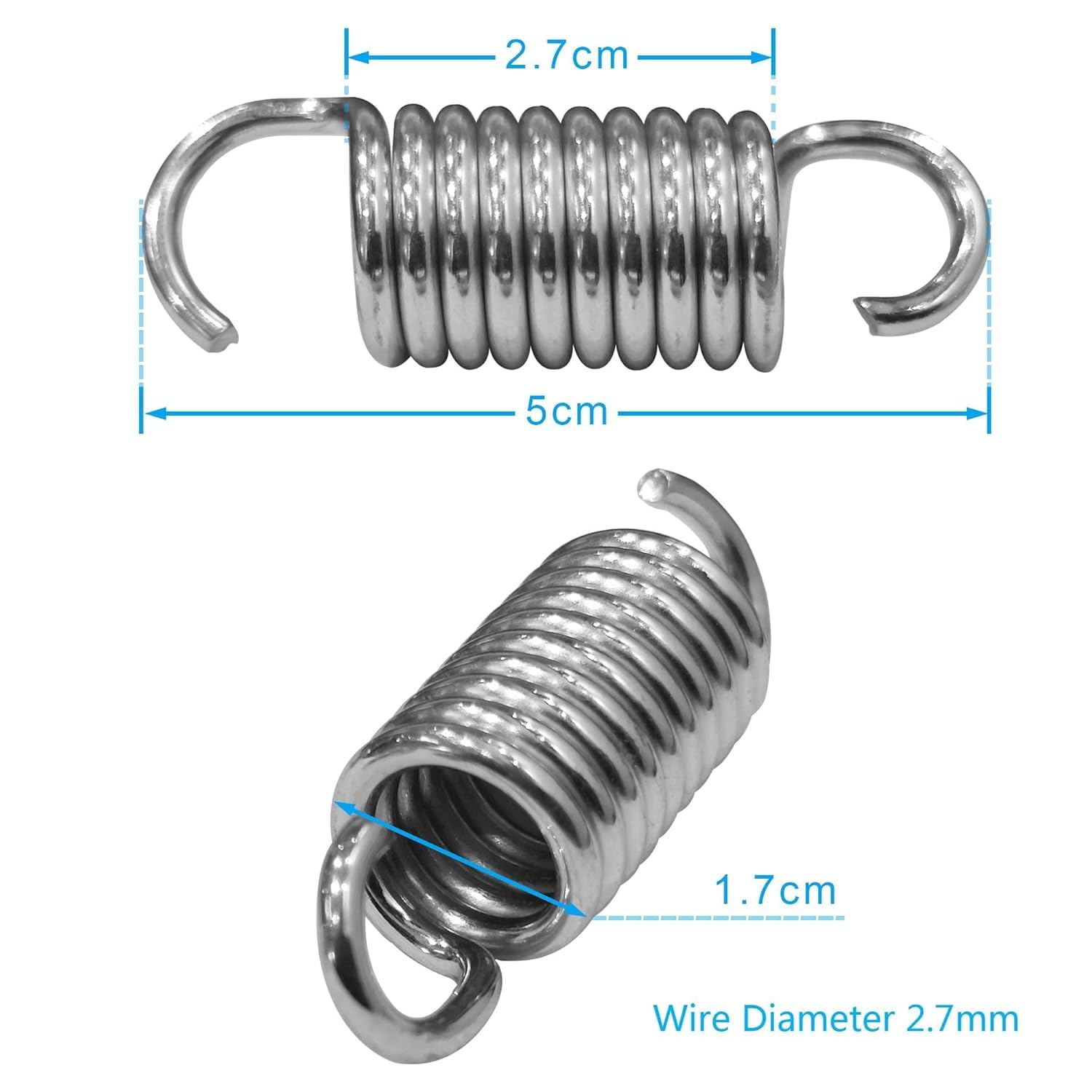 Fromann Molle di ricambio per poltrona reclinabile da 5,1 cm, con doppio gancio, 6 pezzi, 10 giri