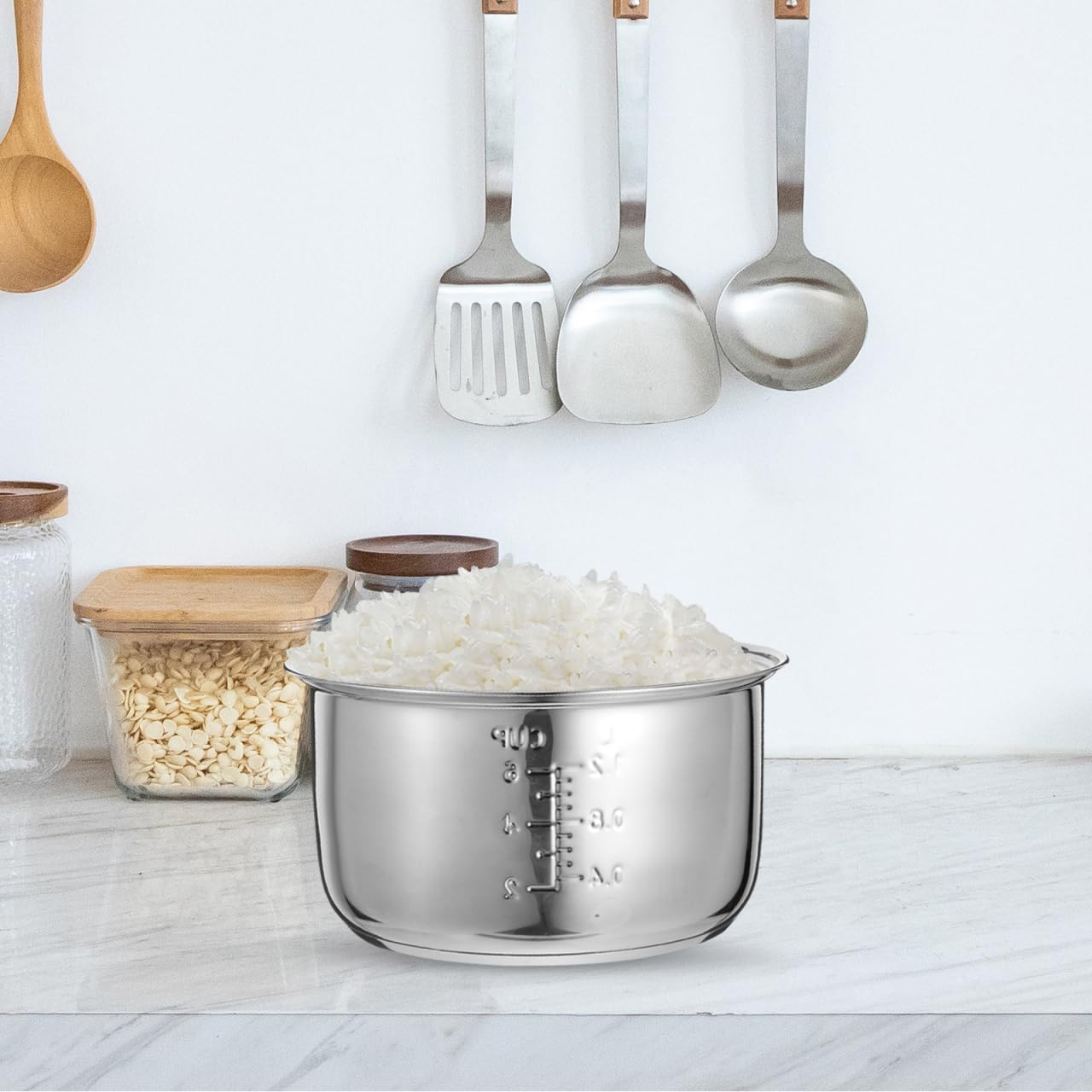 Alipis Pot Intérieur en Acier Inoxydable Antiadhésif pour Cuiseur À Riz 3L Compatibilité Universelle Accessoire Remplacement pour Cuiseurs Électriques Cuisine Maison