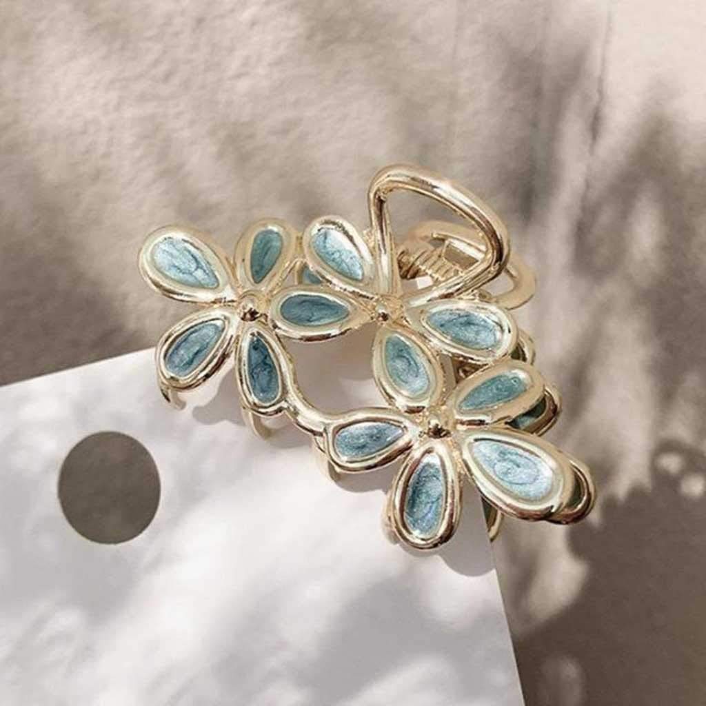 HBJWOV Metal Crab Claw Clip Flower Hair Gorgeous Small Clips For Women Girls Charm Barrette Accessories(C)