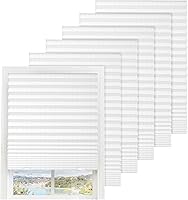 Touri 6-Pack Pleated Blackout Blinds 36x72 Light Filtering Paper Shades, Easy Cut-to-Fit Temporary Window Covers with Clips, White