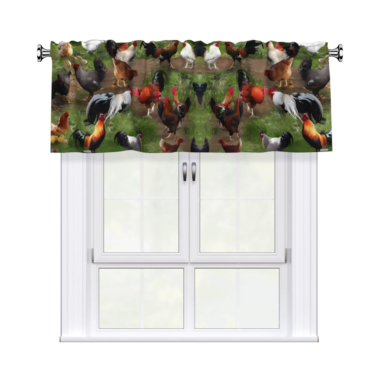 HJFCZH Farm animal Prints Durable Window Layer – 54x18 Inch 100% Polyester Peach Skin Valance for Long-Lasting Style