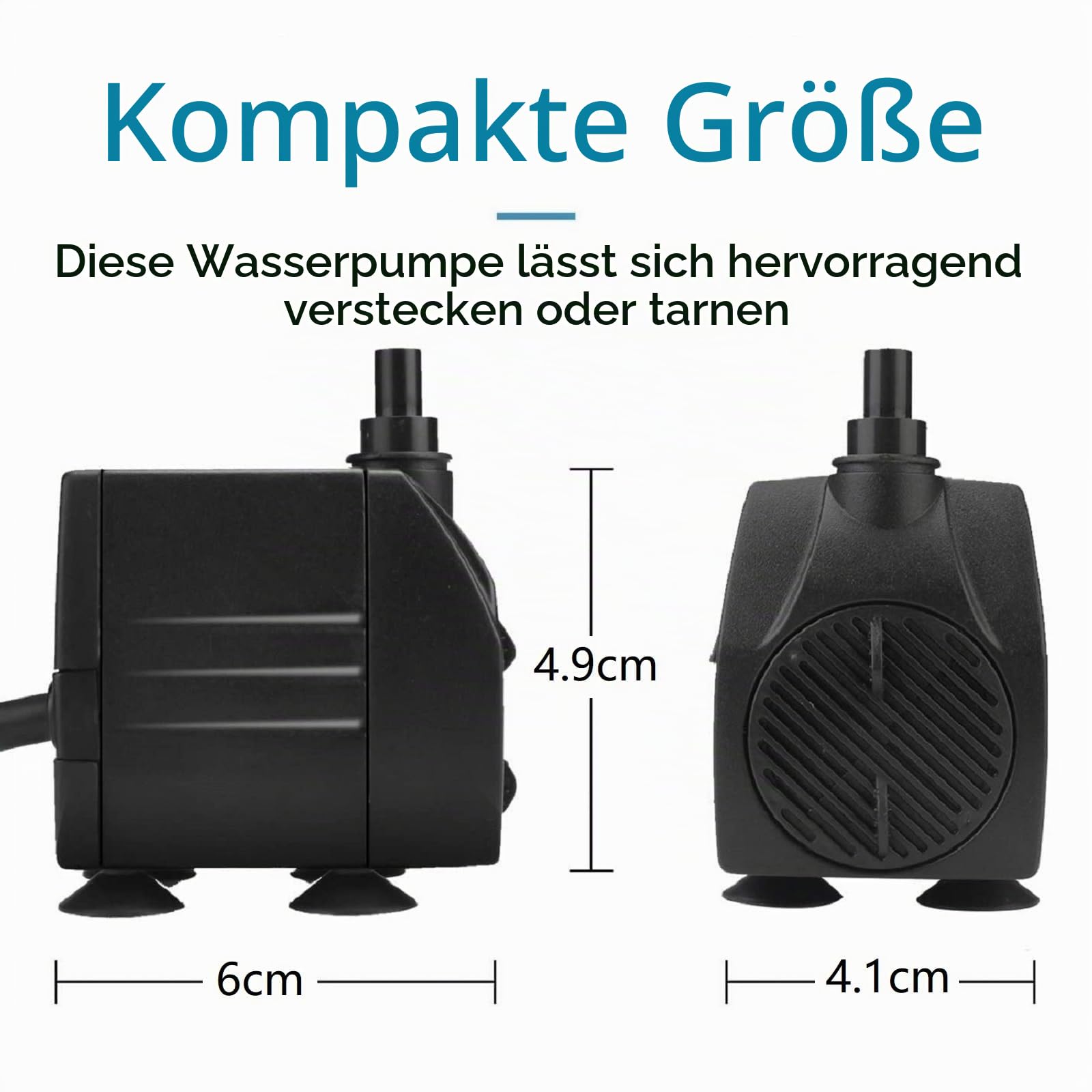 BARST Tauchpumpe, 12 V Wechselstrom, 800 l/h, Springbrunnenpumpe mit 10 m Netzkabel und LED-Lichtring für Aquarium, Teich, Vogelbäder, Aquarium JR-800LV