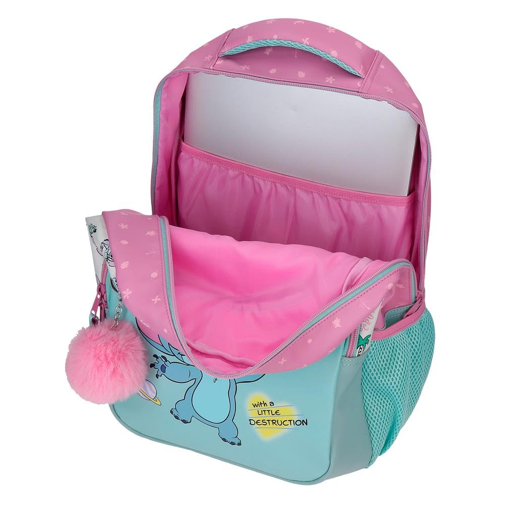 Disney Stitch Little Destruction Mochila infantil, mochila escolar, fabricada en Poliéster, bolsillos laterales, tirantes anchos ajustables de Joumma Bags