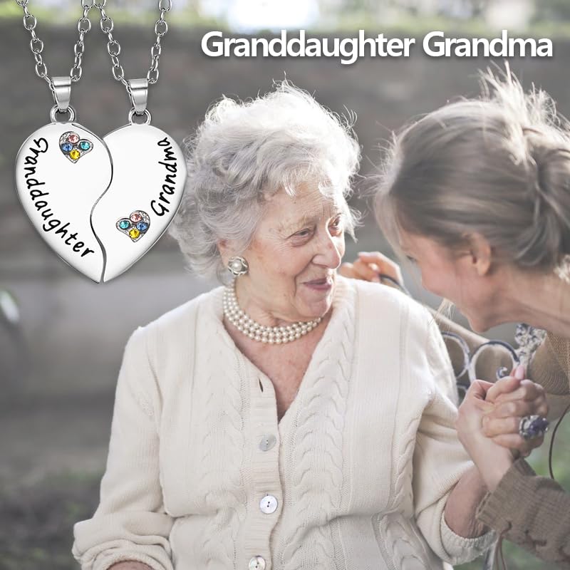 Sisadodo Heart Matching Necklaces for Mother Daughter Birthday Christmas Gifts for Sister Grandmother Granddaughter Gifts for Women3