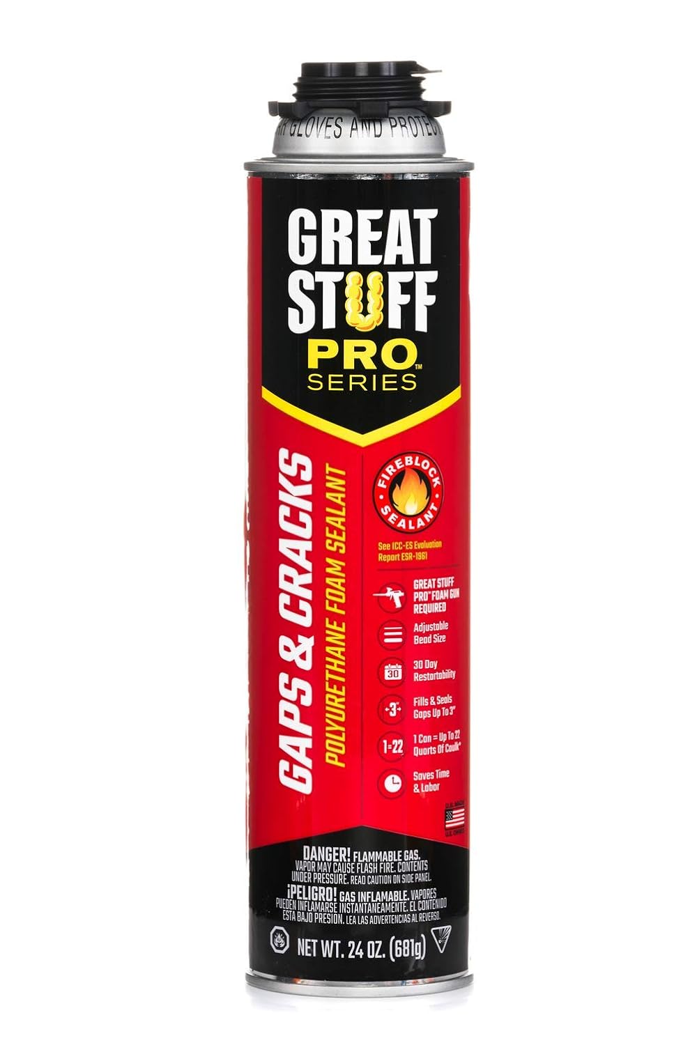 2 Set Great Stuff PRO Gaps & Cracks 24 oz Insulating Foam Sealant, Orange
