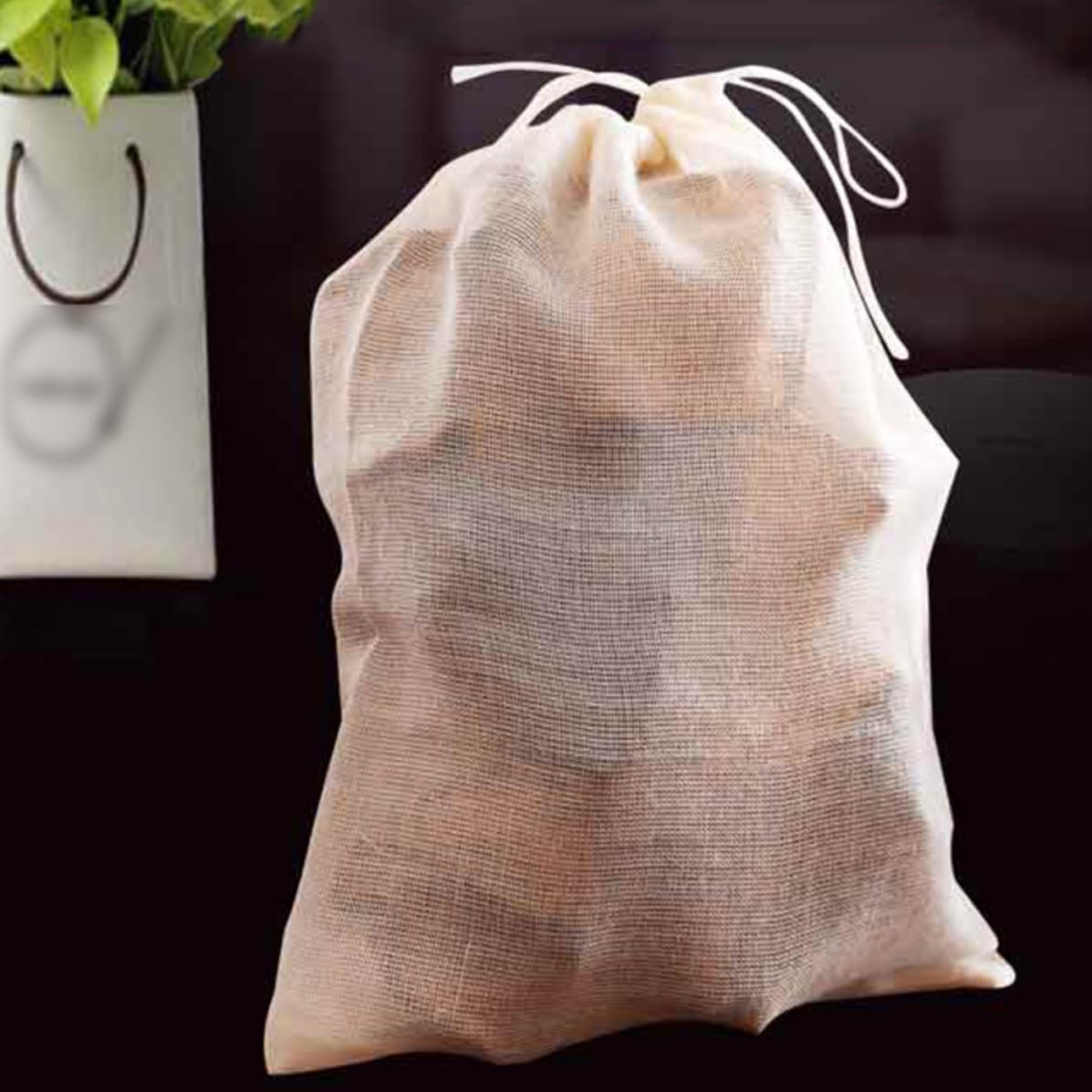 Cotton Drawstring Filter Bag 15cm Reusable for Soup Spice