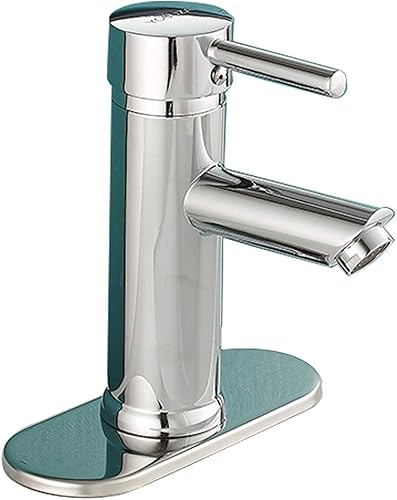 Miniatura 2 de Grifo de lavabo de baño con montaje de drenaje, cromado de una sola manija, un agujero con placa de cubierta, boquilla aireadora para lavabo, grifo