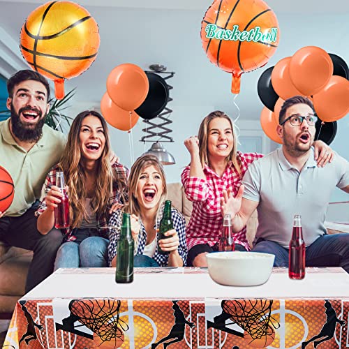 36 Pieces Basketball Party Decorations Plastic Basketball Tablecloth Basketball Table Cover Aluminum Foil Basketball Balloons Latex Sport Theme Balloons For Birthday Sports Theme Party Supplies #TOP2