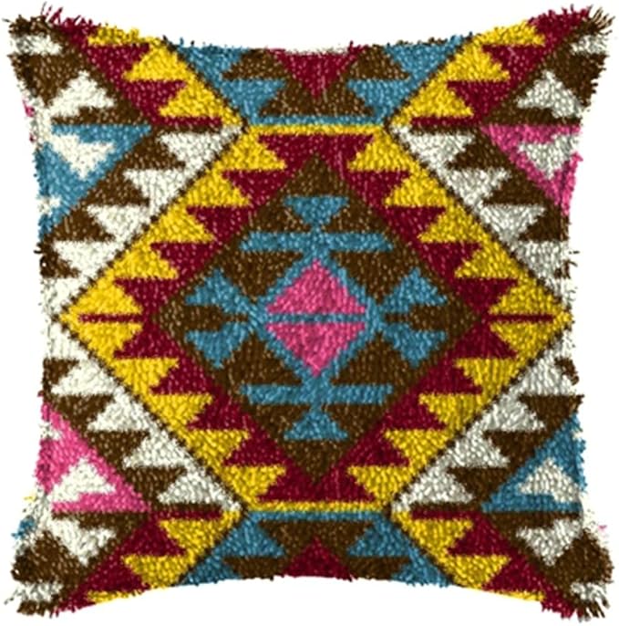 LAPATAIN Latch Hook Kits for DIY Throw Pillow Cover,Color