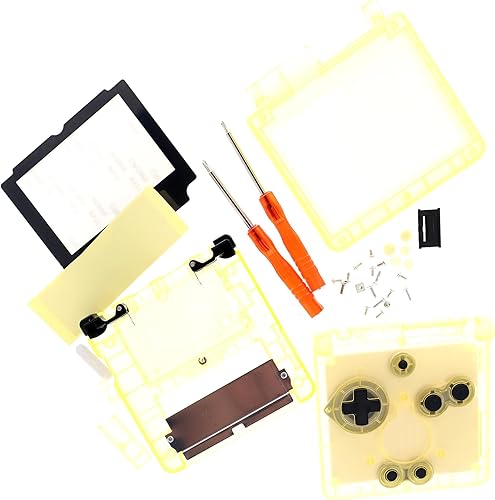 Deal4GO - Kit de carcasa completa semitransparente con botón de activación de pantalla de repuesto para Game Boy Advance SP GBA SP (amarillo)