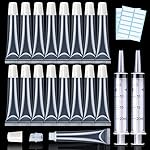 AMORIX 50PCS Lip Gloss Tubes 20ml White Cap Lip Gloss Containers Empty Refillable Cosmetic Squeeze Lipgloss Tubes + 2 x 20ml Syringes Tag Labels for DIY Lip Gloss Base Glitter