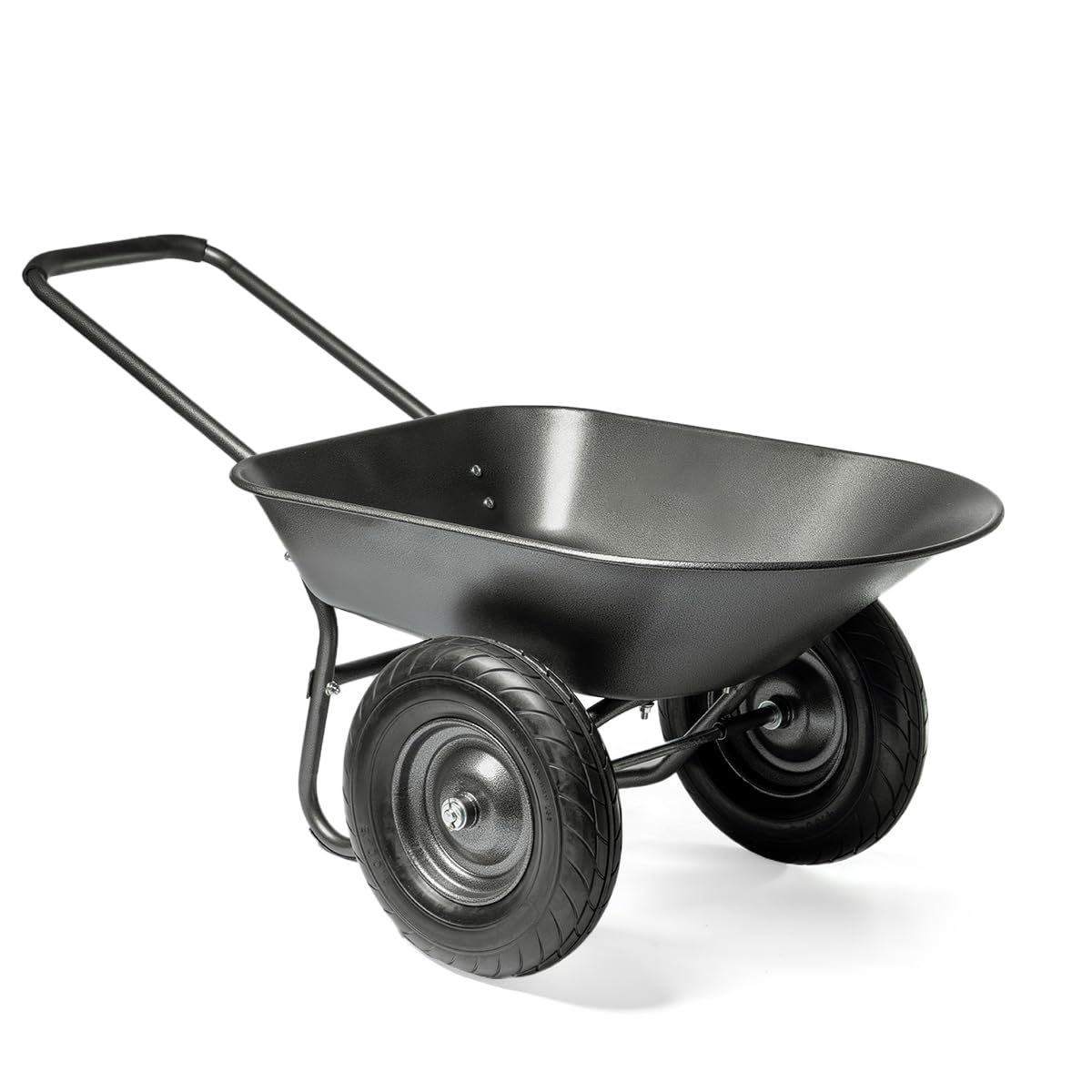 XtremepowerUS Utility Garden Wheelbarrow Garden Cart Dual-Wheel Built-in Stand Flat-Free 16
