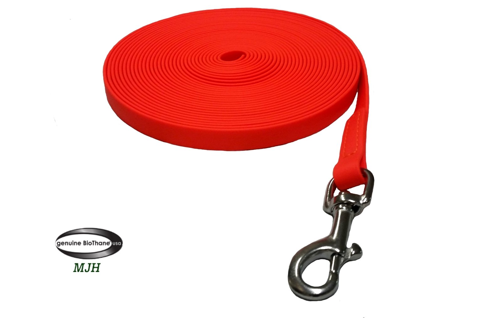 MJH leichte Longe 8m lang u. 19mm breit mit Handschlaufe, Edelstahlkarabiner & vernäht