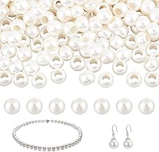 Doyime Pearl Buttons(50pcs) Pearl Beads with Holes White Hand Pearl Design Sewing Buttons Decorative Buttons Hand Sewing Buttons 12mm Shiny Handmade for Jewelry Necklace Earrings Clothes