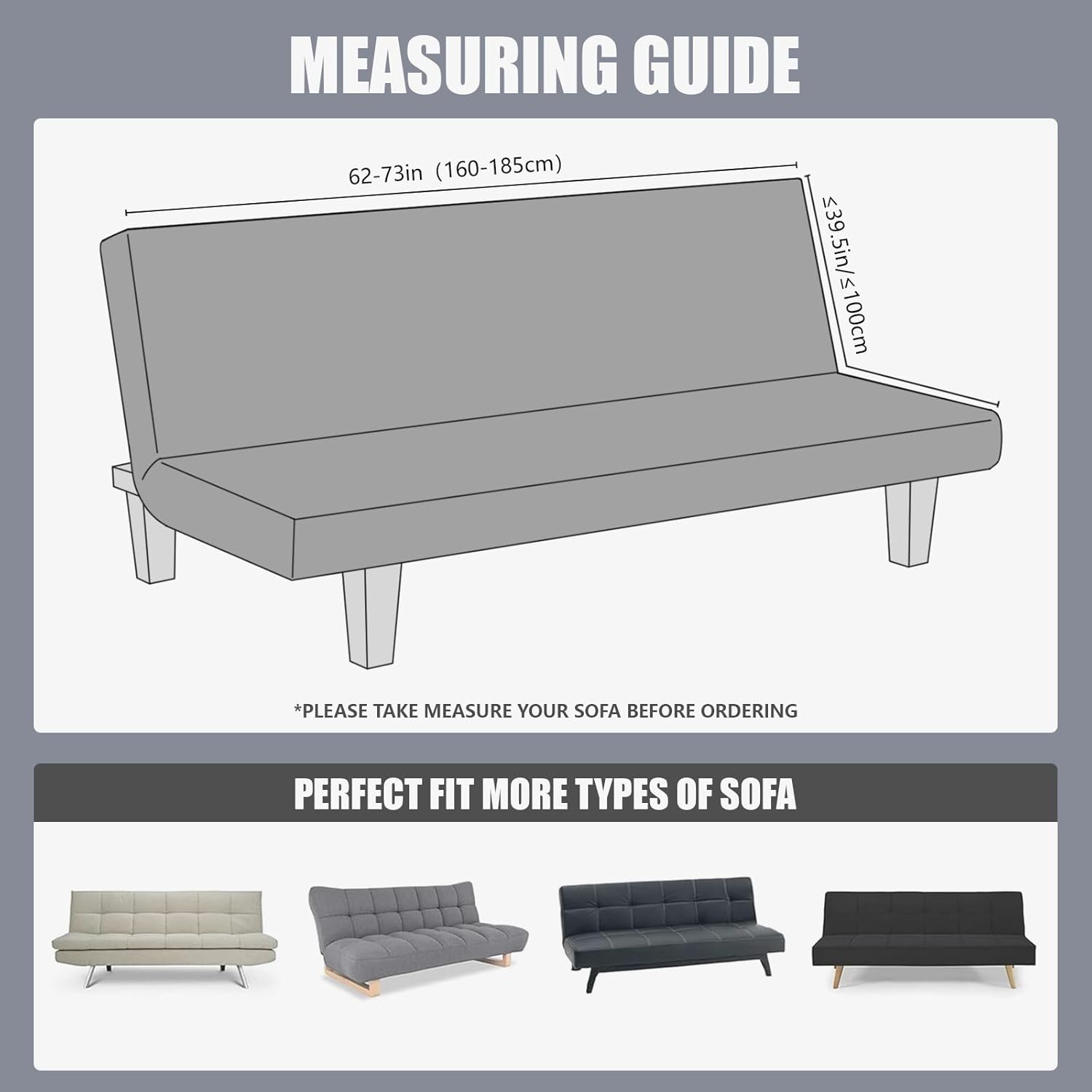 molasofa Leather Like Stretch Futon Slipcover Armless Futon Bed Sofa Cover Furniture Protector with Elastic Bottom, Soft and Washable Futon Cover for Sofa Bed Stay in Place（Larger，Dark Brown）